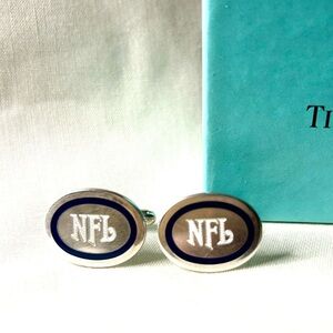 Authentic Tiffany & Co. NFL Sterling Silver Cufflinks with Box and Felt Pouch